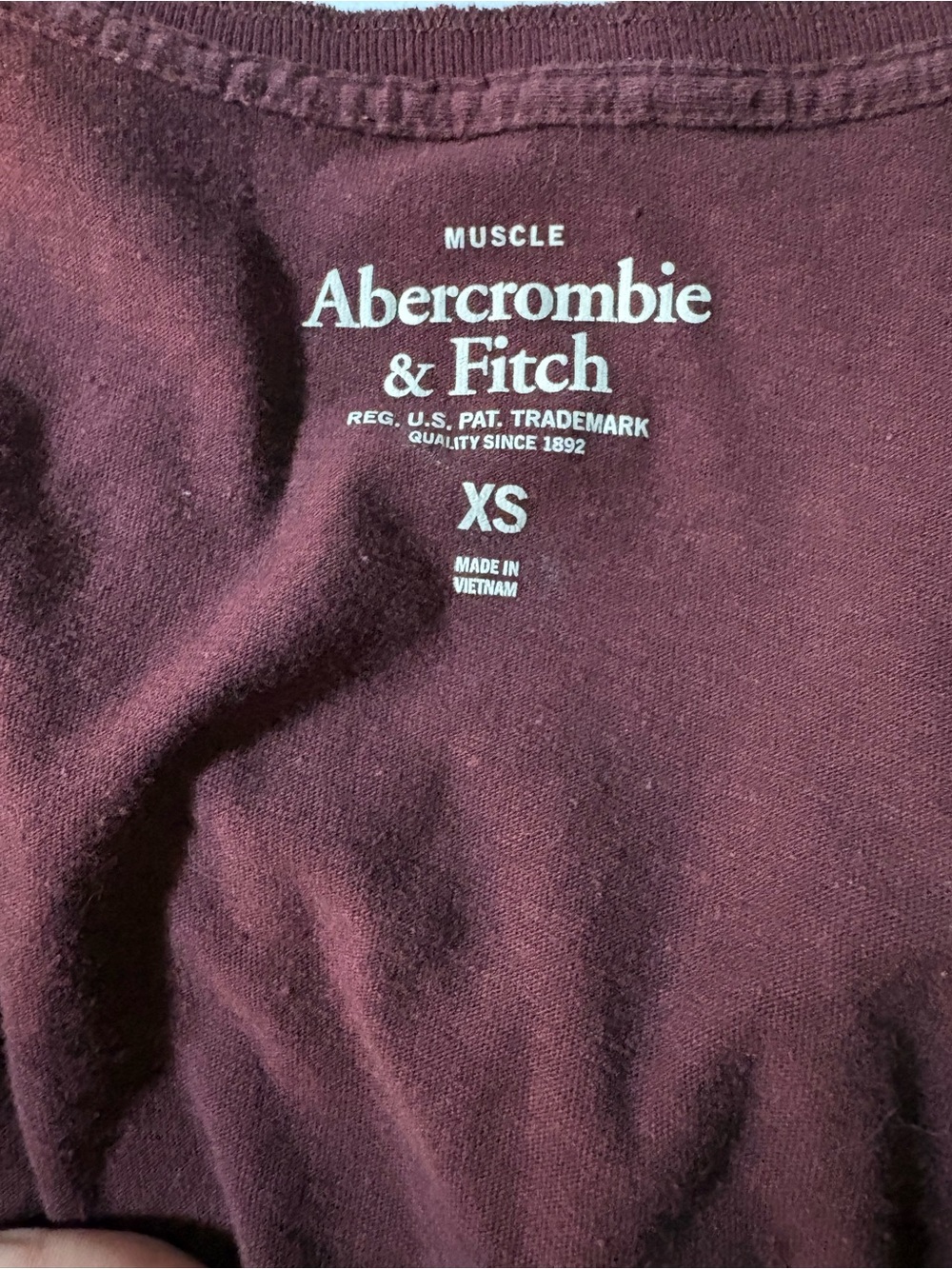 Abercrombie & Fitch Maroon Short-Sleeve Henley with Blue Logo - Picture 3 of 6